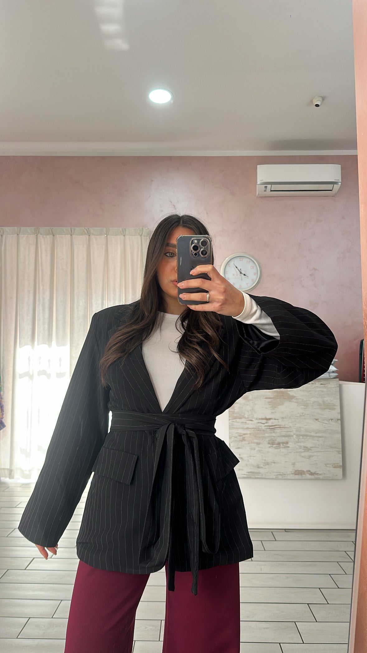 Blazer cintura gessato