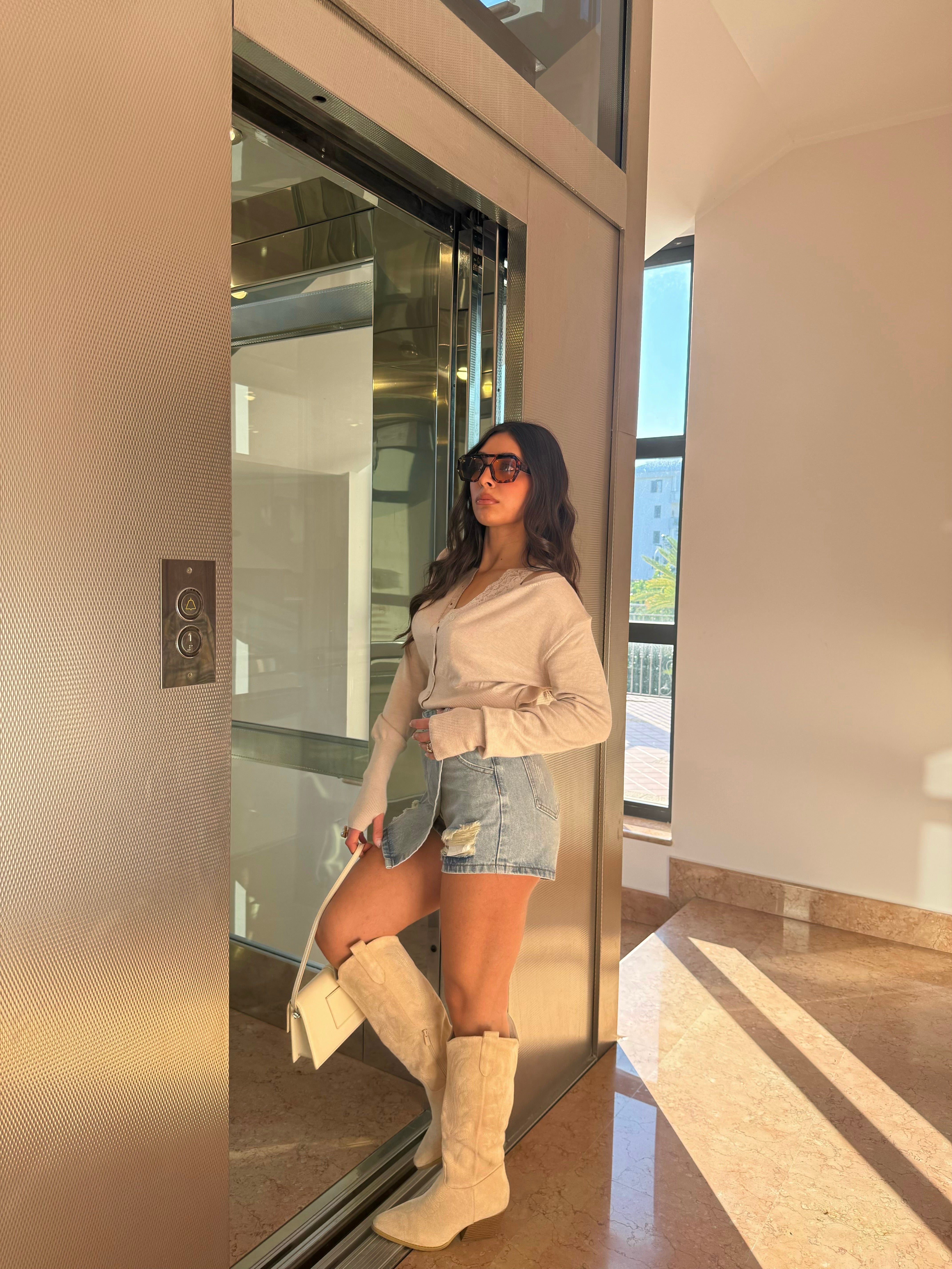 Gonna pantaloncino strappi denim