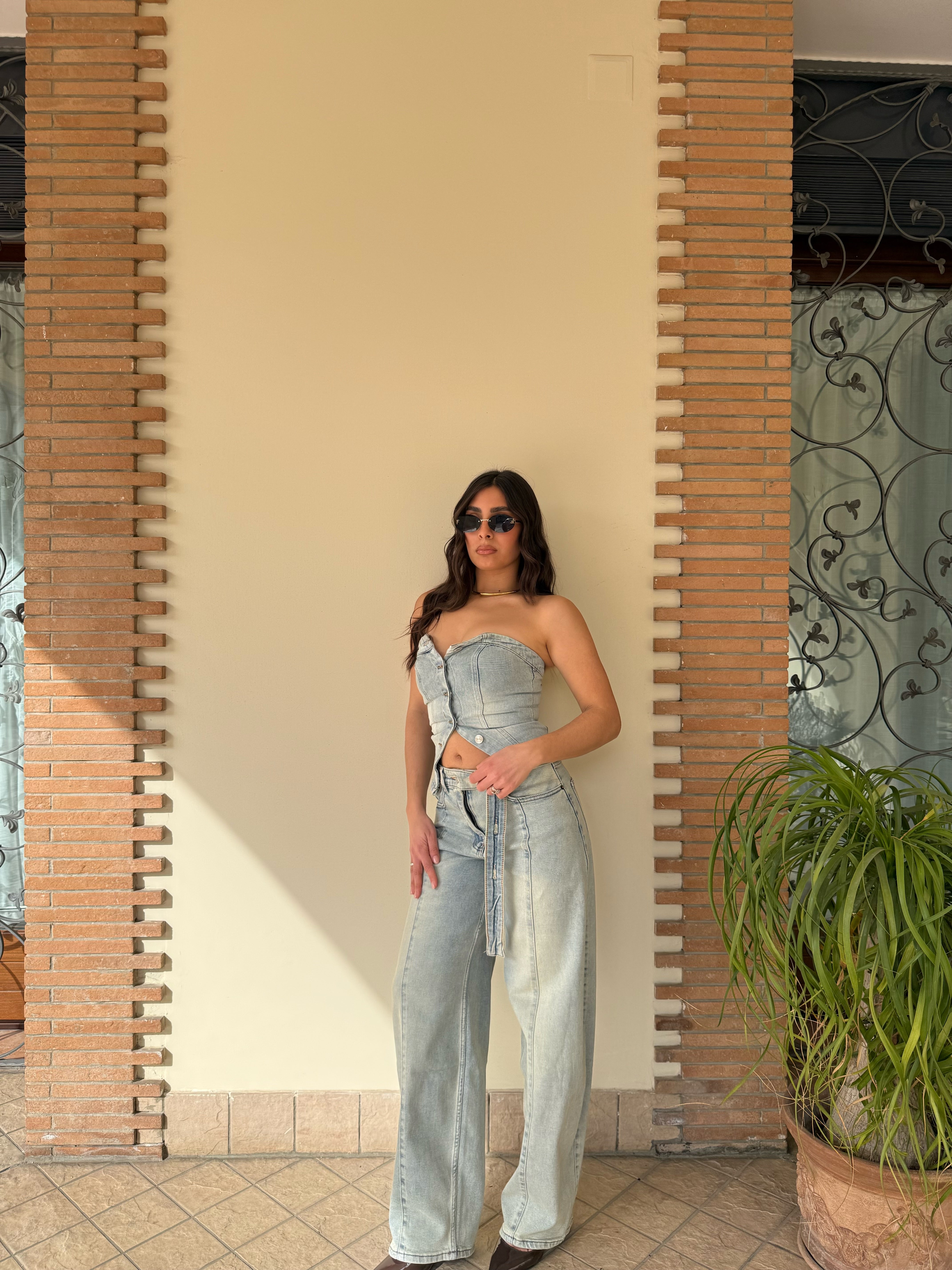 Coordinato denim bustino