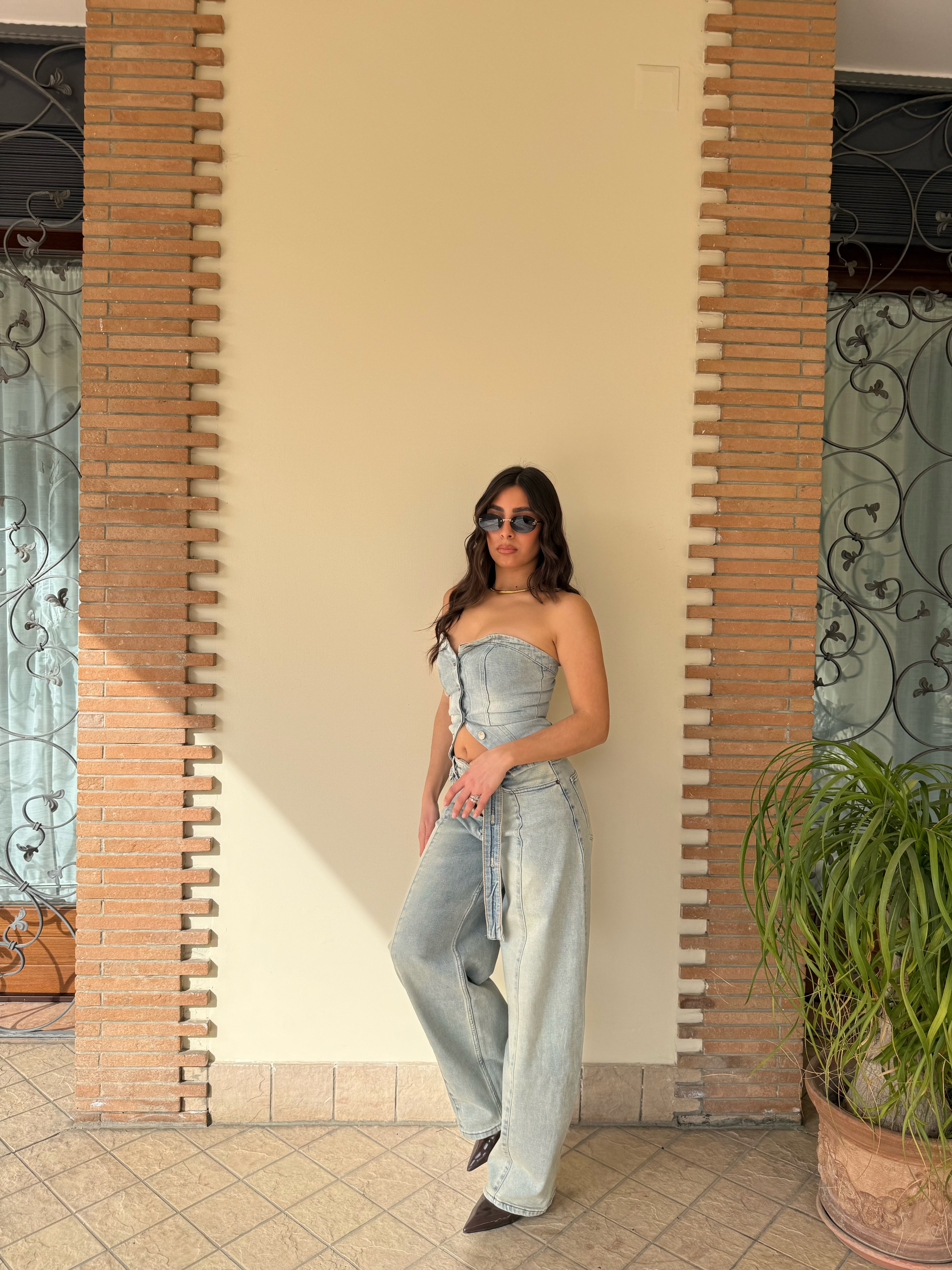 Coordinato denim bustino