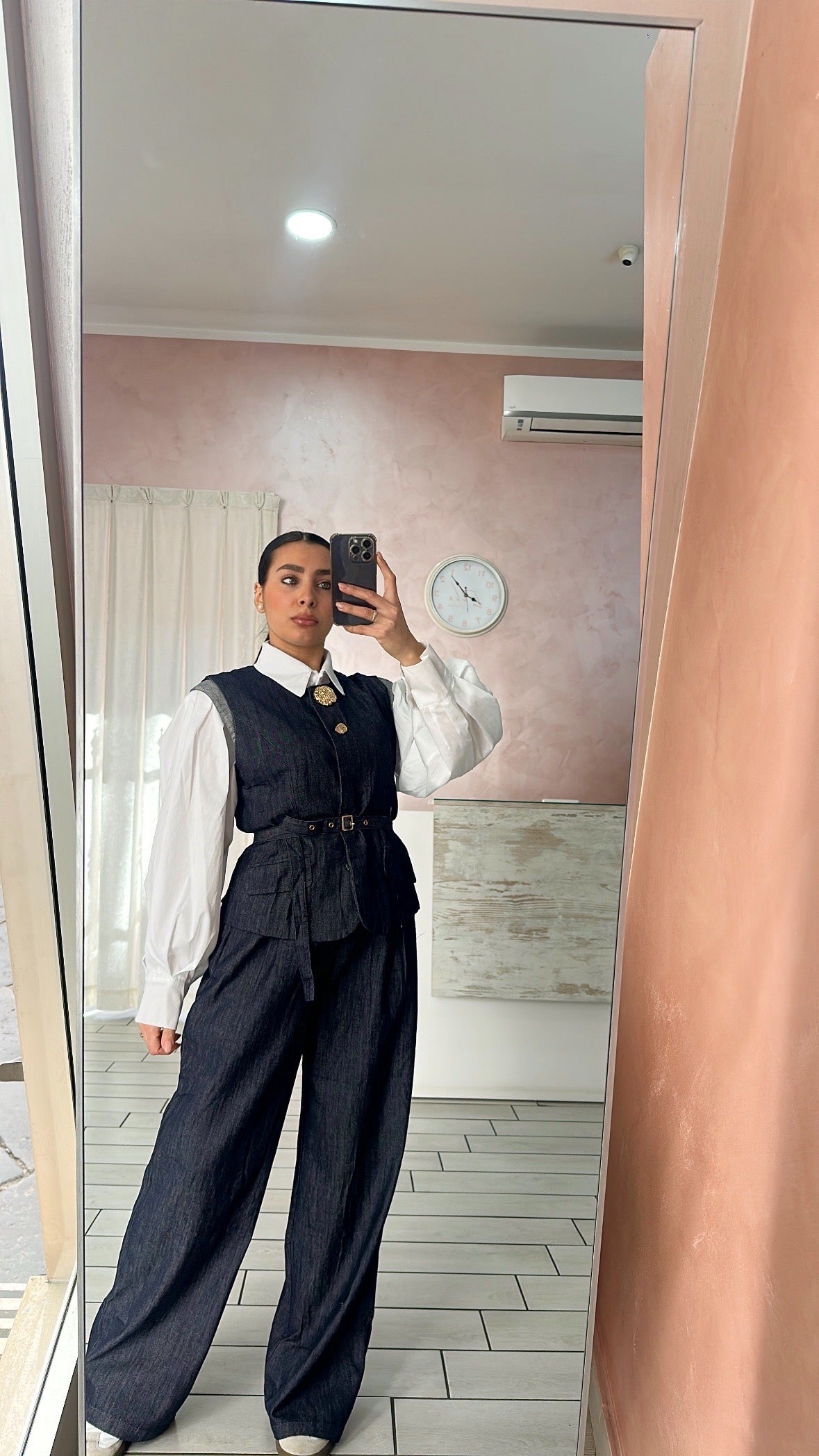 Coordset gilet blu bottoni