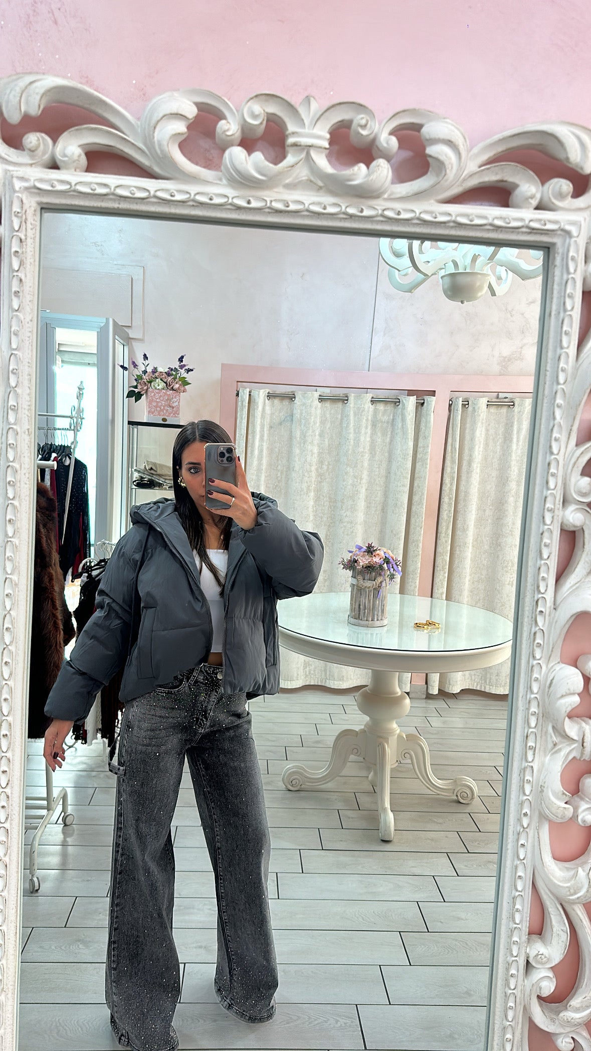 JEANS GREY STRASS E DETAILS Elle Boutique