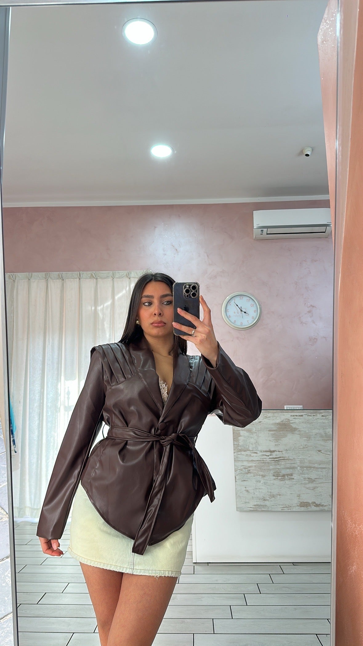 Jacket ecopelle stringhe