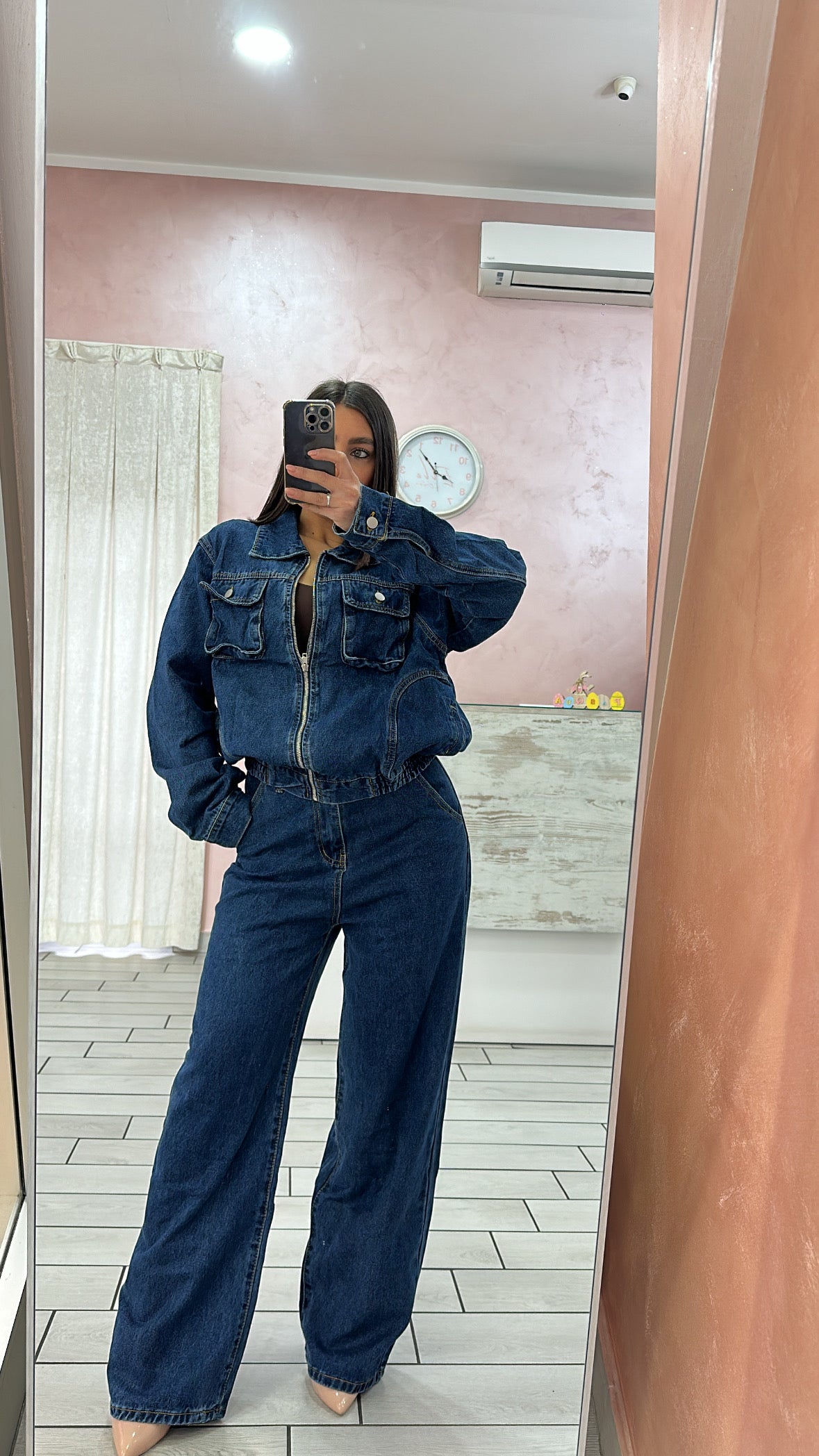 Coordset denim scritture