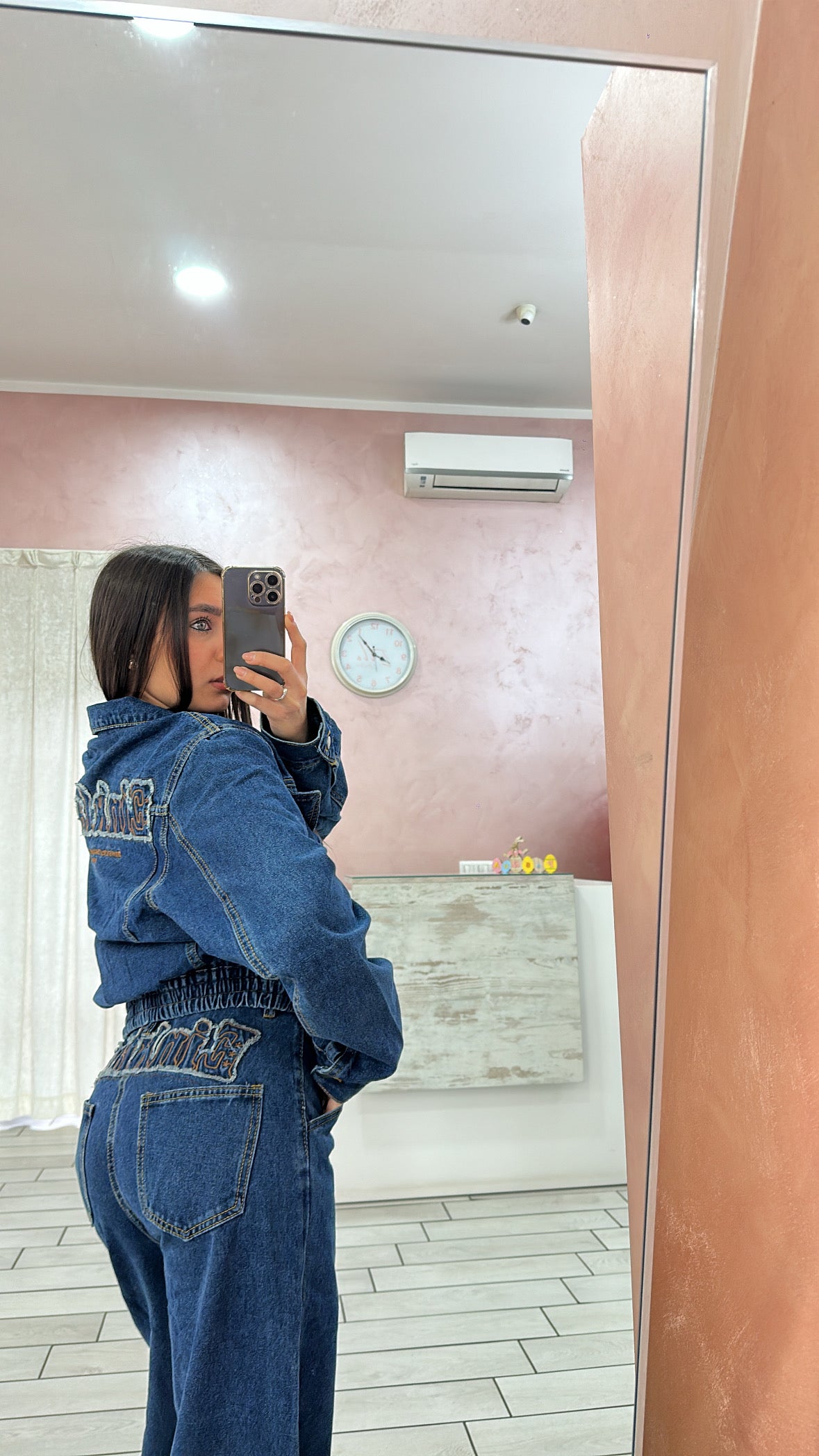 Coordset denim scritture