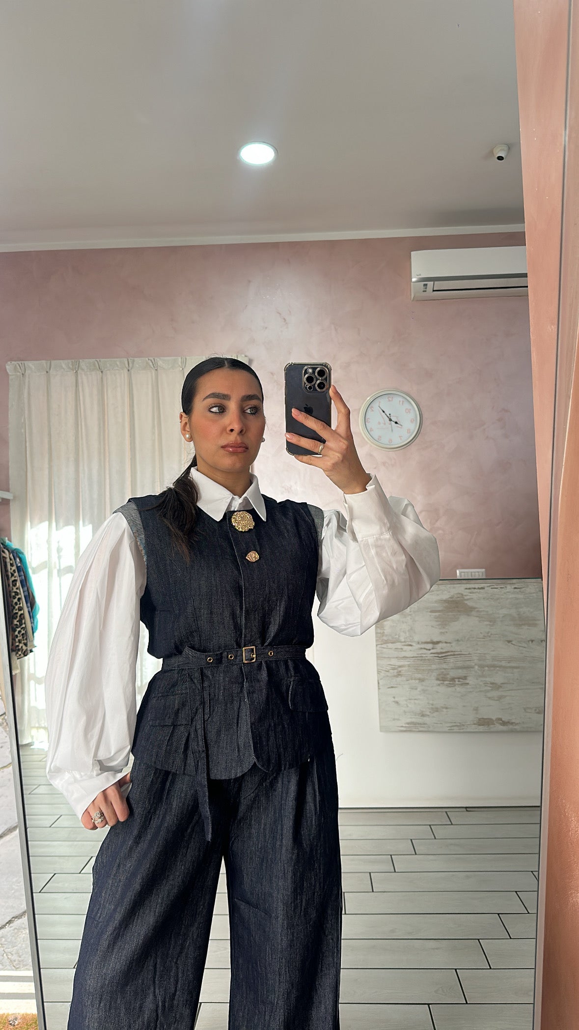 Coordset gilet blu bottoni