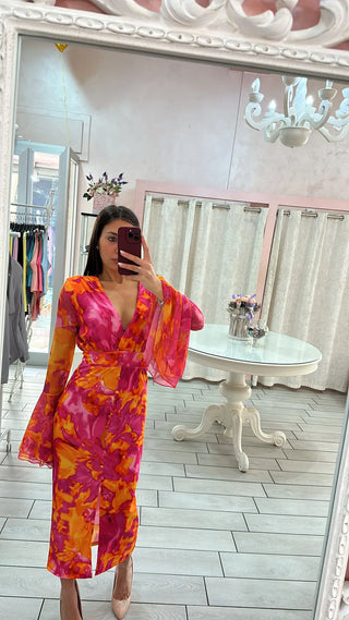 DRESS FLOWERS LUNGO Elle Boutique