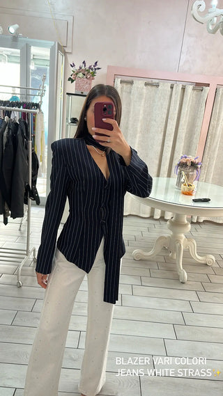 JEANS WHITE STRASS Elle Boutique