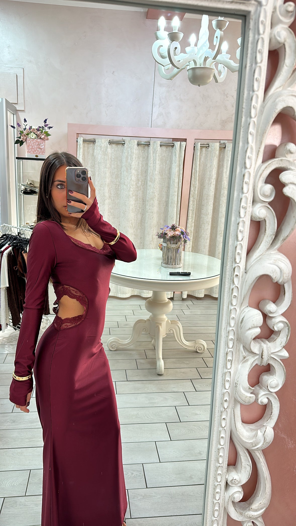 DRESS LONG PIZZO APERTURE Elle Boutique