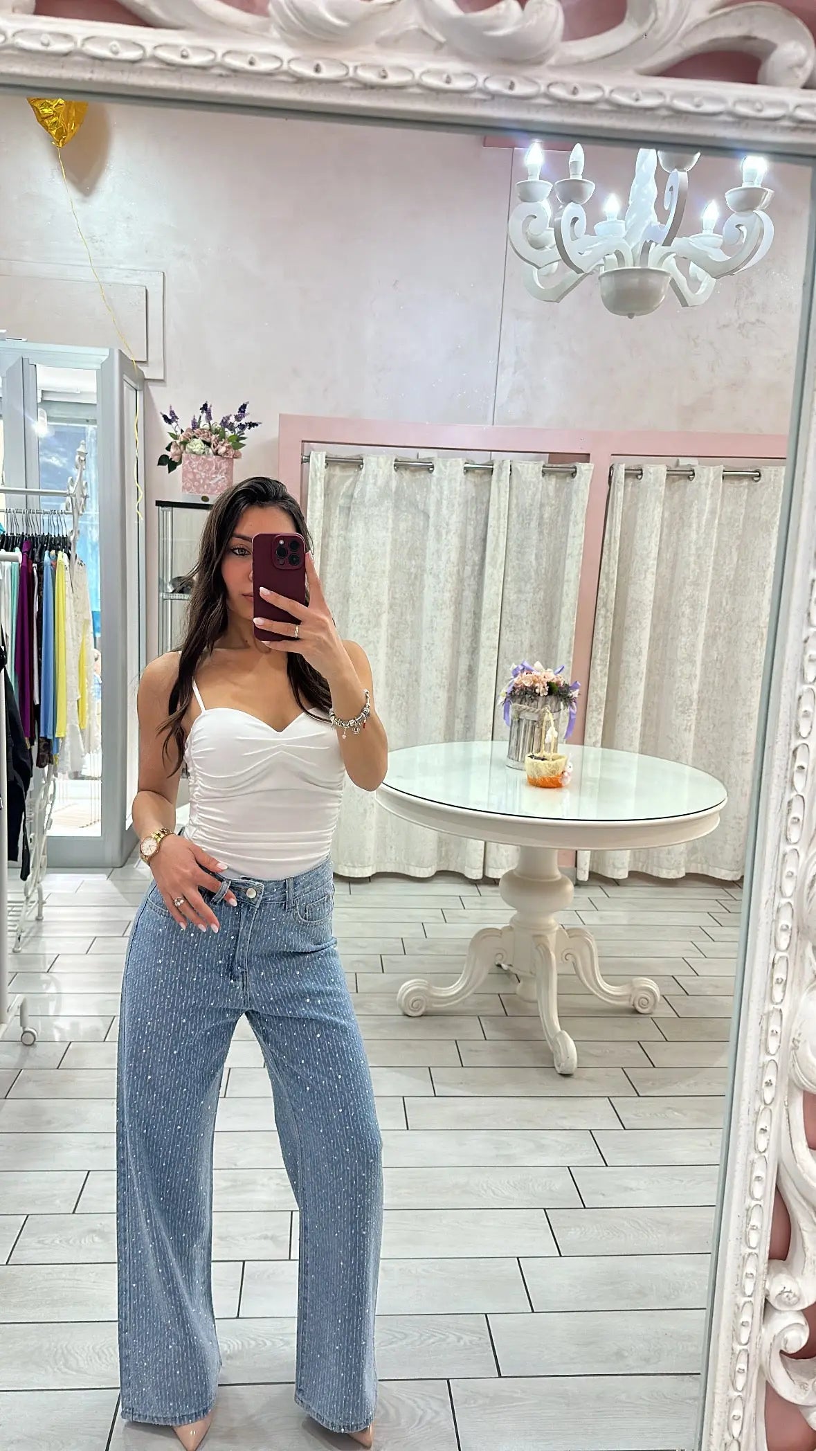 JEANS VITA BASSA STRASS Elle Boutique