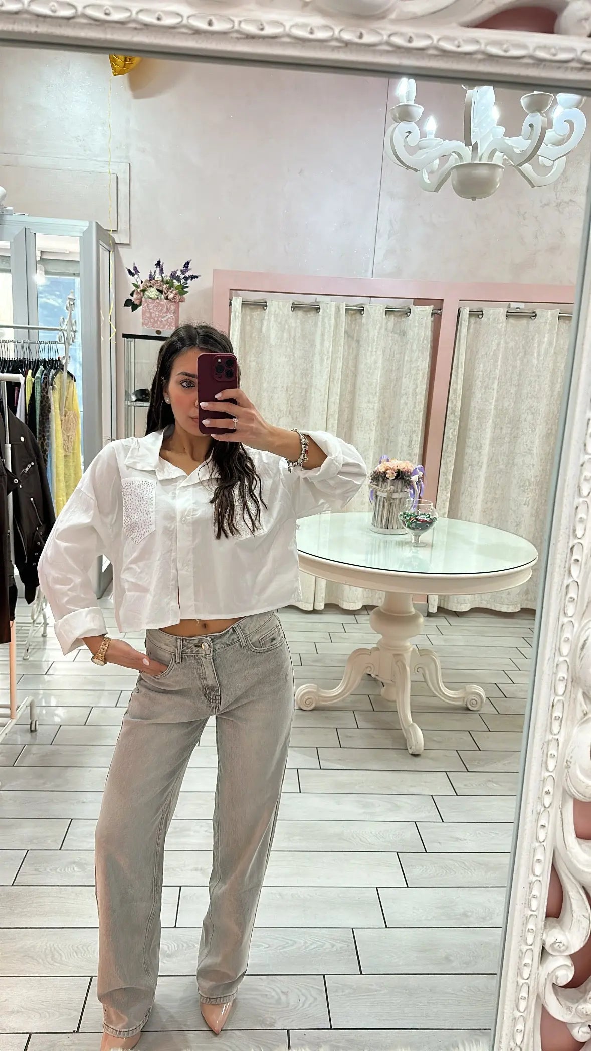 JEANS STRAPPI GREY Elle Boutique