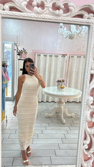 DRESS PIZZO CREMA Elle Boutique